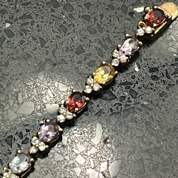 Suzanne Somers vintage amethyst citrine garnet topaz peridot cz tennis bracelet - Picture 4 of 4